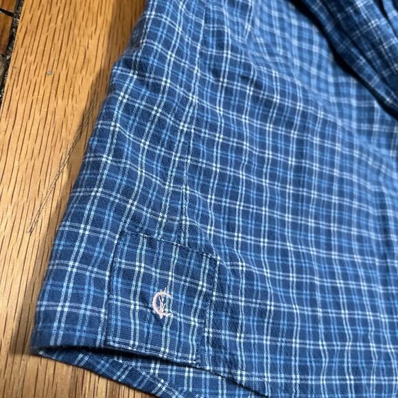 Criquet Snap Button Up Long Sleeve Shirt Mens XL Blue Plaid Nylon Tencel Cotton - Picture 8 of 8